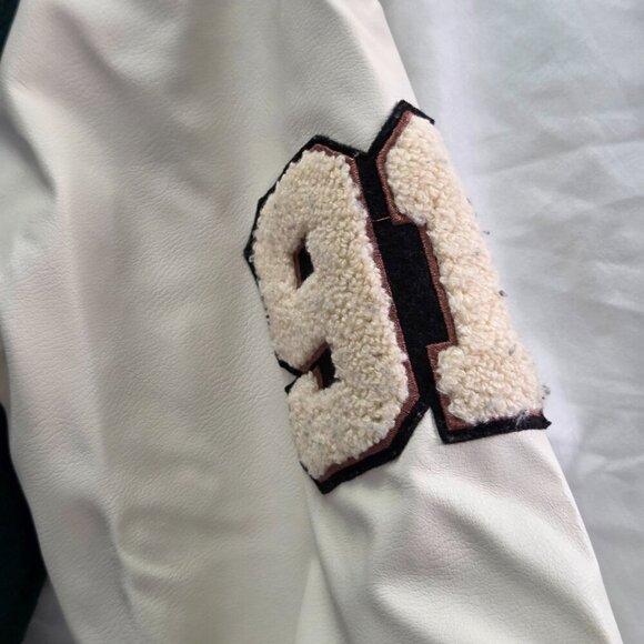 H&M Kids Varsity Bomber Jacket | Green Letterman Coat | Size 14-16 (13-14Y) - Picture 7 of 11